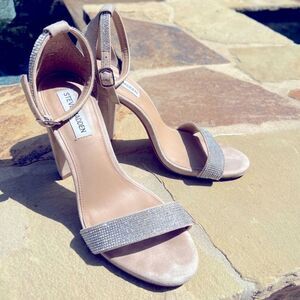 - Steve Madden suede rhinestone kalina heels Beige Sz 8